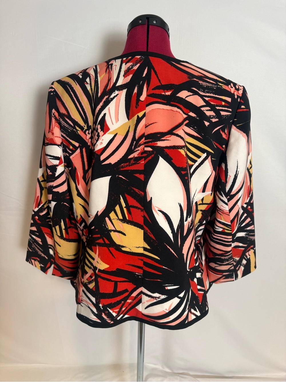 Kasper Open-Front Jacket Women Size 18W Multi-Colored Floral Pattern 3/4 Sleeve - Picture 11 of 13